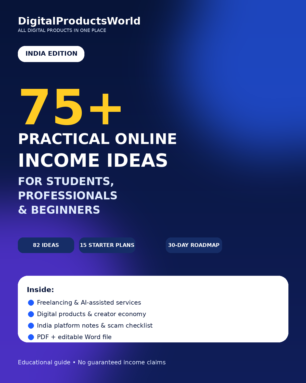 75+ Practical Online Income Ideas India Edition book cover